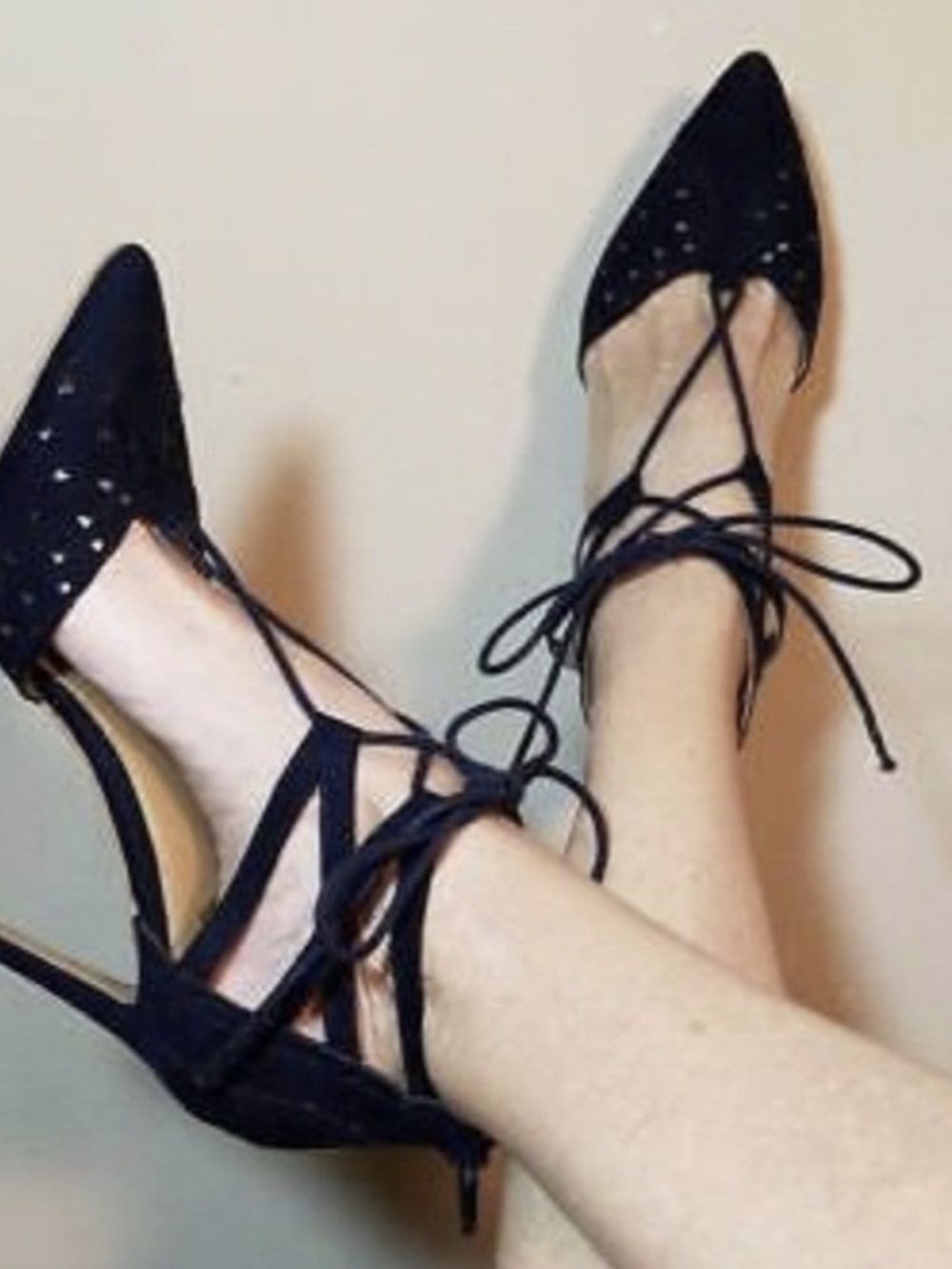 MIA Black Lace Up High Heel Pump